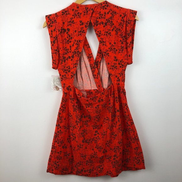 NWT Free People Into Town Red Printed Mini Dress - Picture 5 of 5